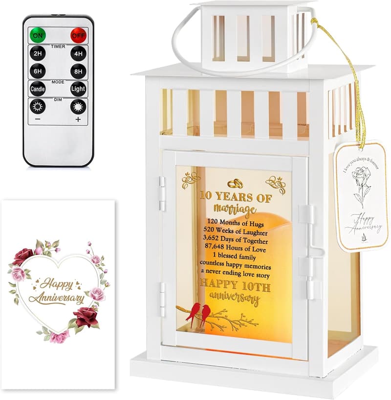 10th Anniversary Lantern - Tin Decoration for Couples
