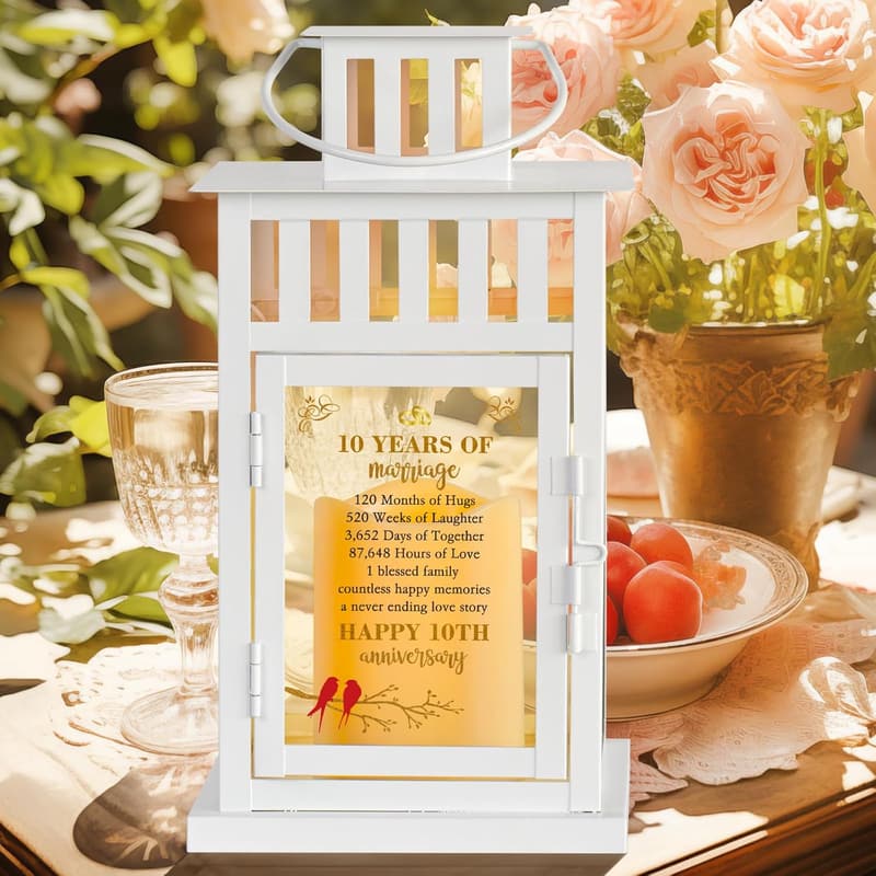 10th Anniversary Lantern - Tin Decoration for Couples