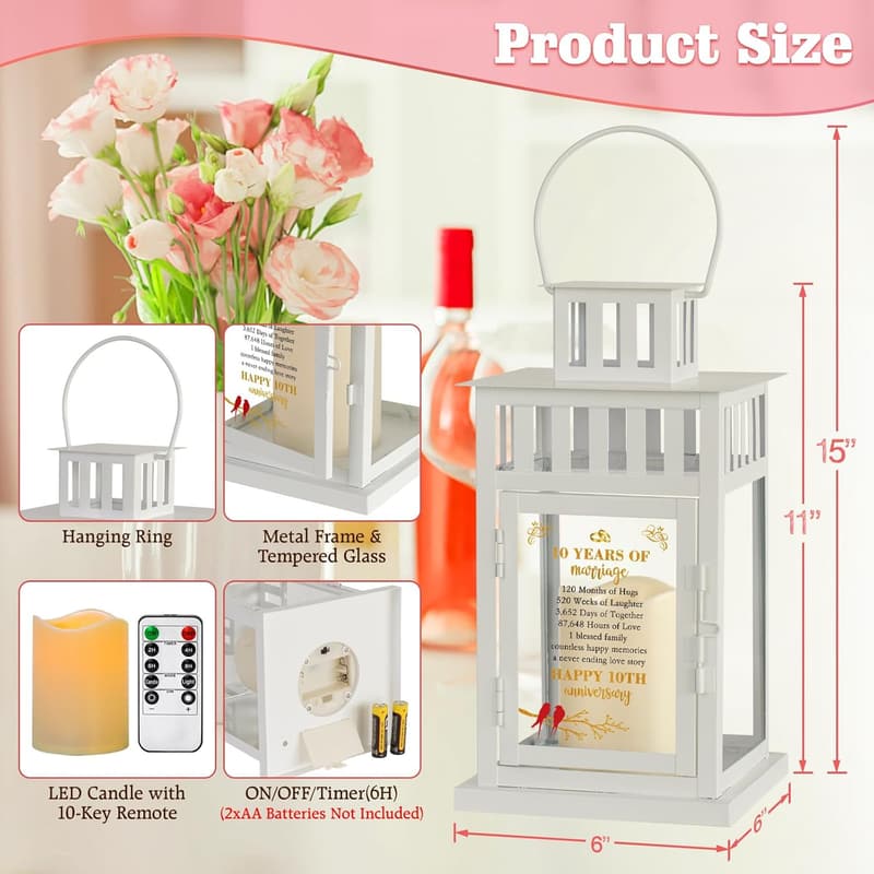 10th Anniversary Lantern - Tin Decoration for Couples