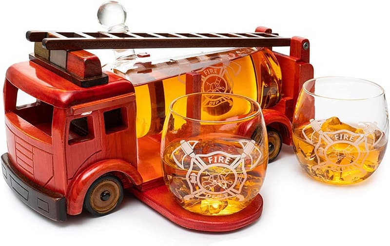 Firefighter Whiskey Decanter Set with 2 Glasses - Unique Gift for Dad