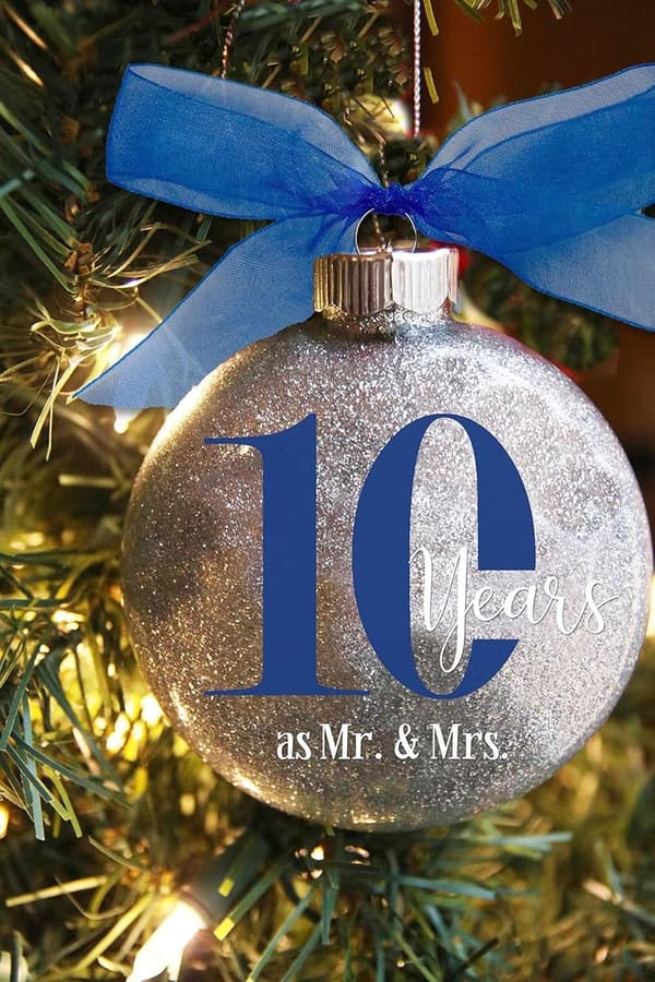 10th Anniversary Glitter Ornament for Couples