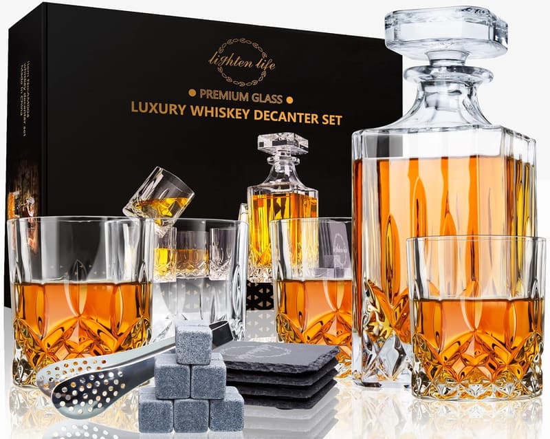 Whiskey Decanter Set with Glasses - Perfect Gift for Men