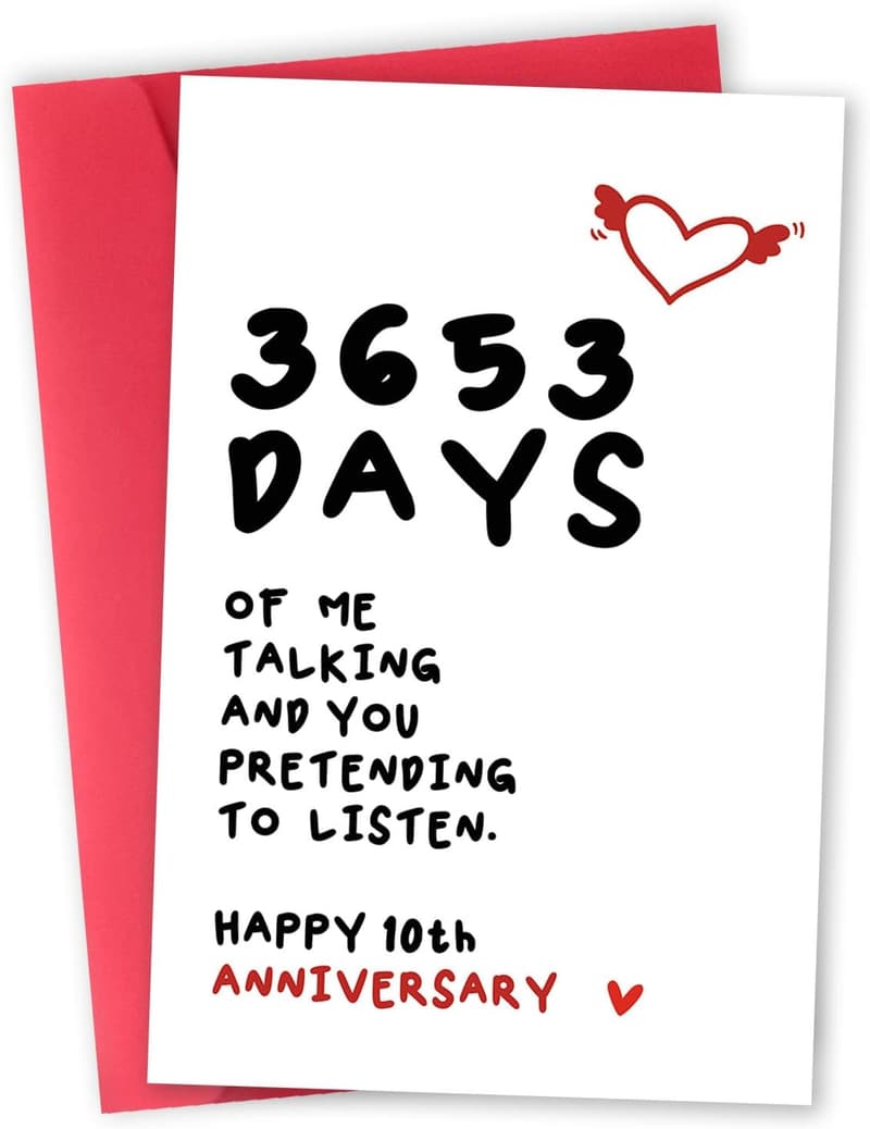10th Anniversary Funny Card for Couples