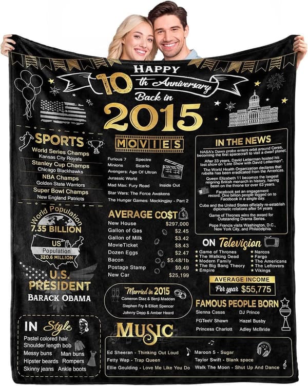 10th Anniversary Blanket Gift for Couples, 60