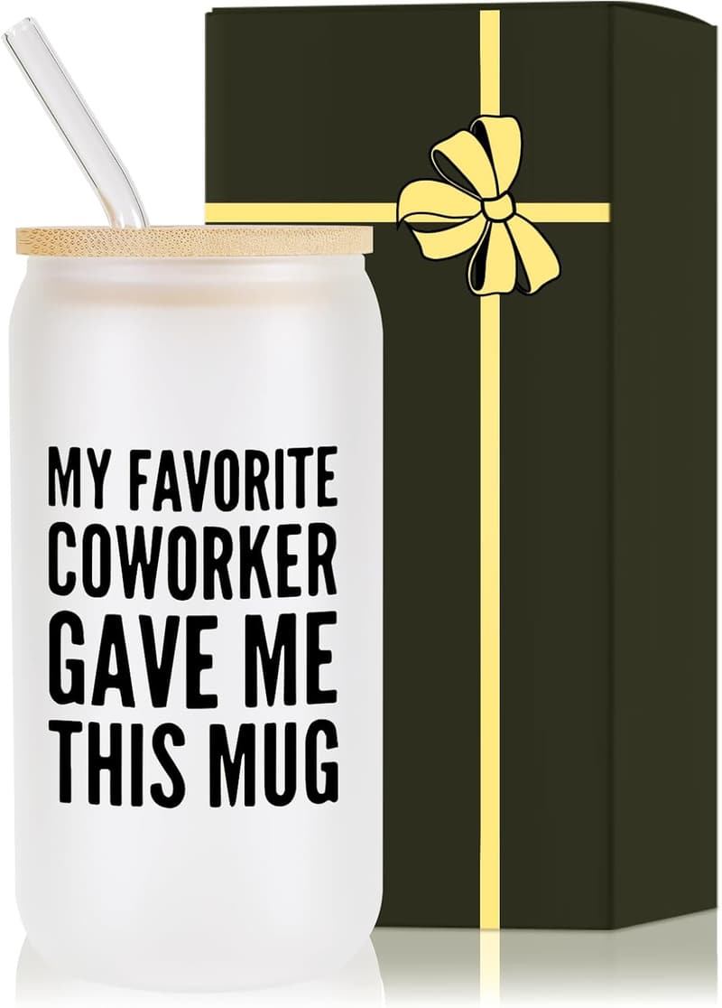 Funny Monogrammed Glass Cup with Lid & Straw – Unique Gift