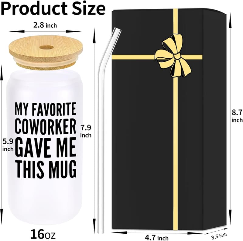 Funny Monogrammed Glass Cup with Lid & Straw – Unique Gift