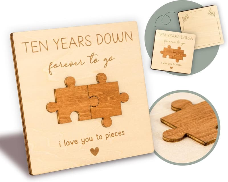 Happy 10th Anniversary Card for Him - Wood Gifts for Couples