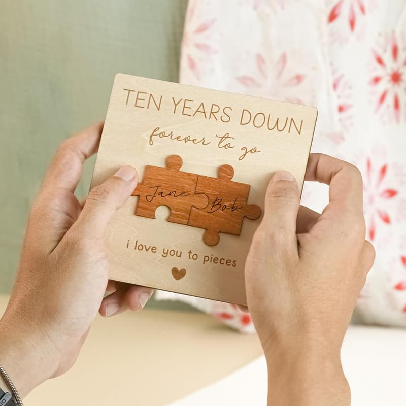 Happy 10th Anniversary Card for Him - Wood Gifts for Couples