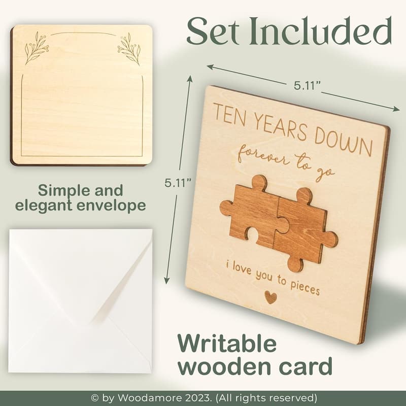 Happy 10th Anniversary Card for Him - Wood Gifts for Couples