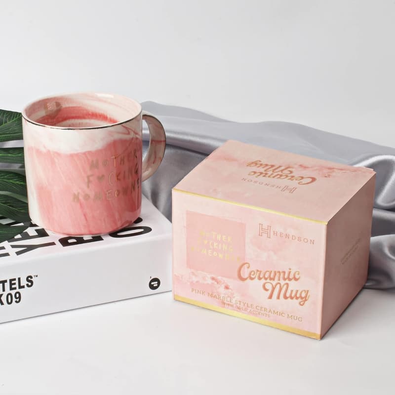 First Home Housewarming Mug Gift for Women - Pink Marble 11.5oz