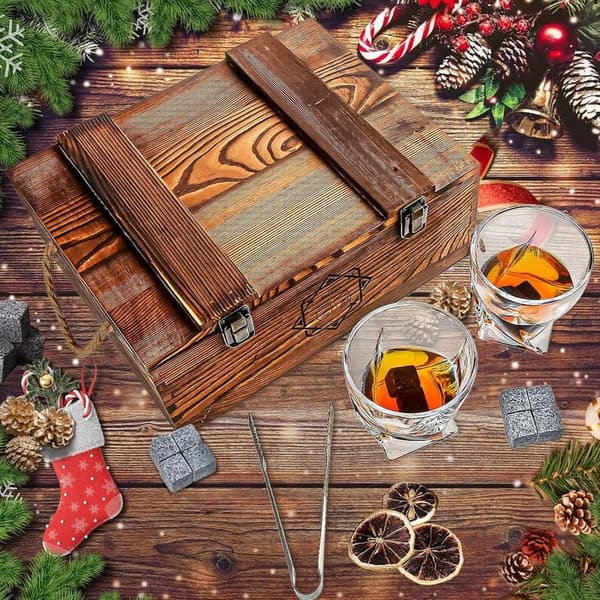Personalized Whiskey Gift Set for Men with Glasses and Stones