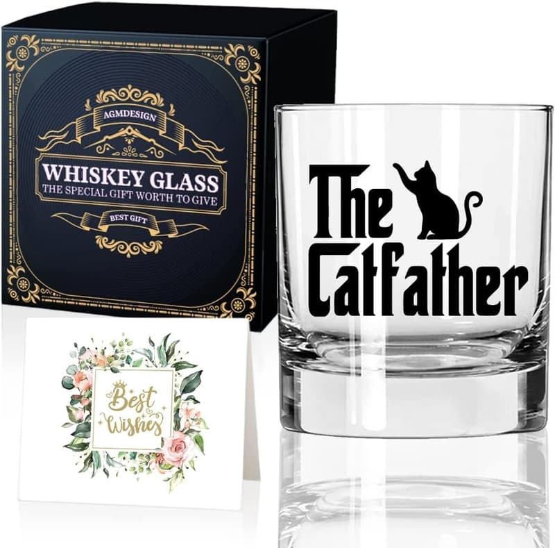 Catfather Whiskey Glass Gift Set - Perfect for Cat Dads