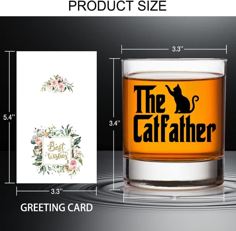 Catfather Whiskey Glass Gift Set - Perfect for Cat Dads