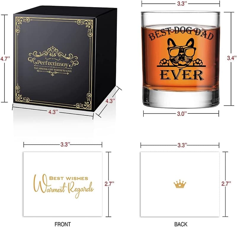 Dog Dad Whiskey Glass Gift with French Bulldog Theme