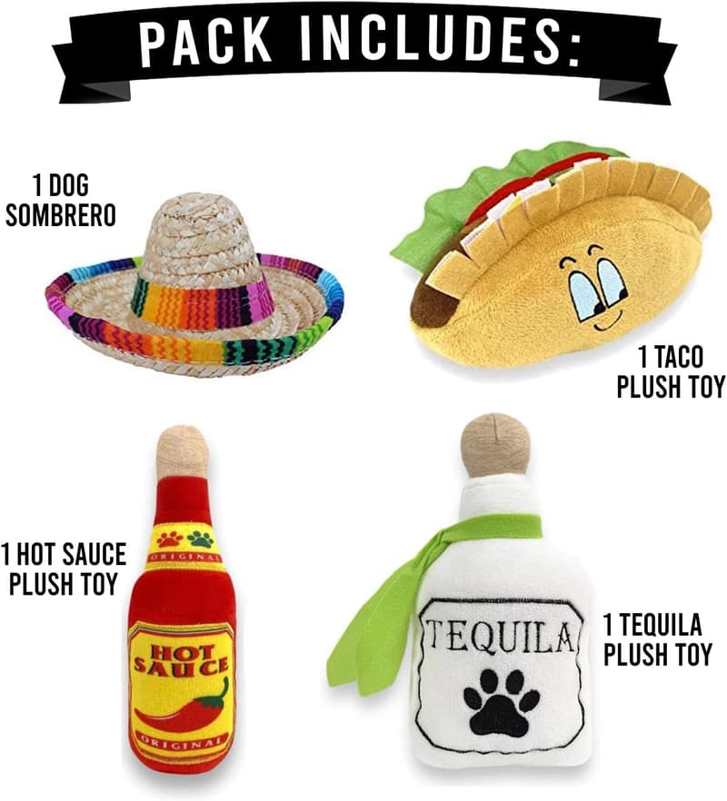 Fiesta Dog Chew Toys - Plush Squeak Toys for All Breeds