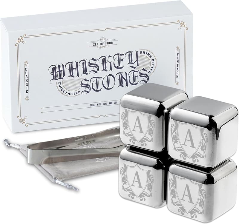 Personalized Whiskey Stones Gift Set for Men & Women - 4pcs