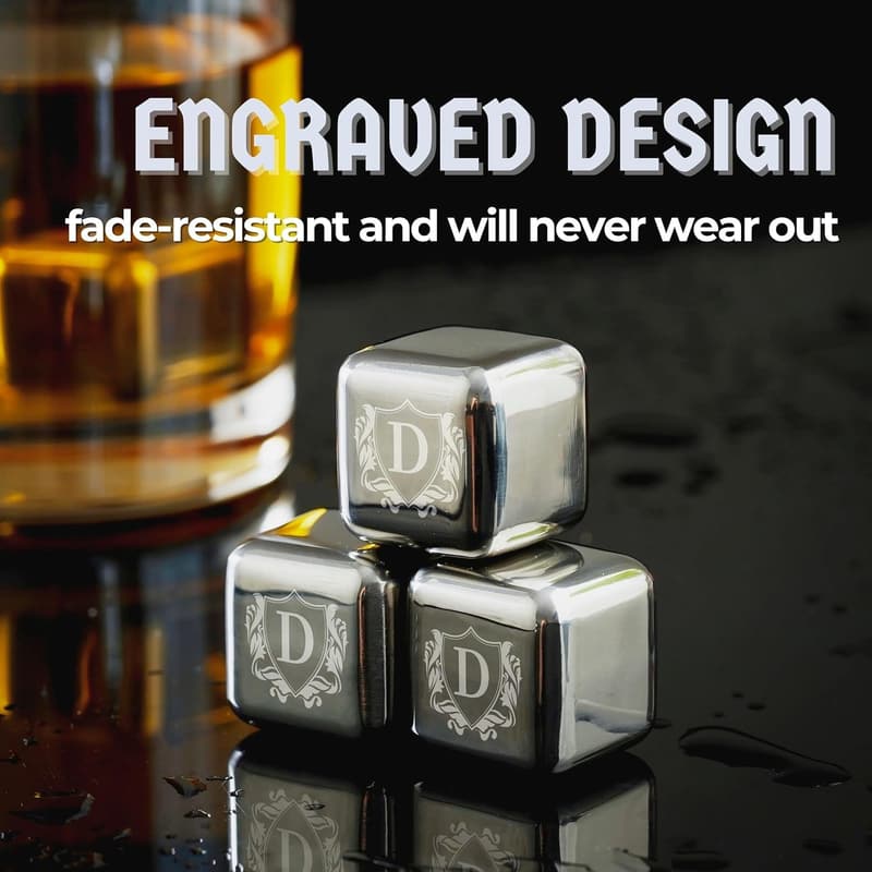 Personalized Whiskey Stones Gift Set for Men & Women - 4pcs