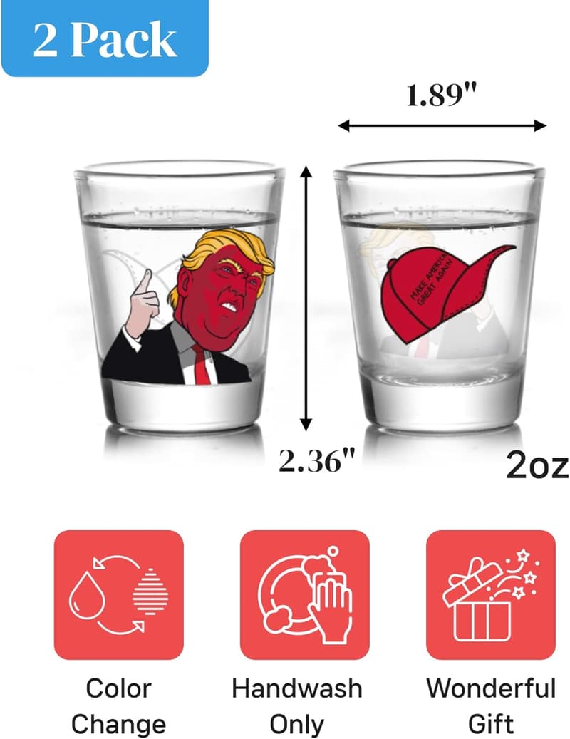 2024 Trump Color-Changing Shot Glass Set – Novelty Party Gift