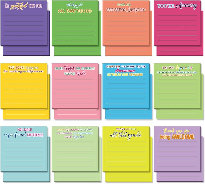 Employee Appreciation Sticky Notes - 24 Mini Inspirational Notes