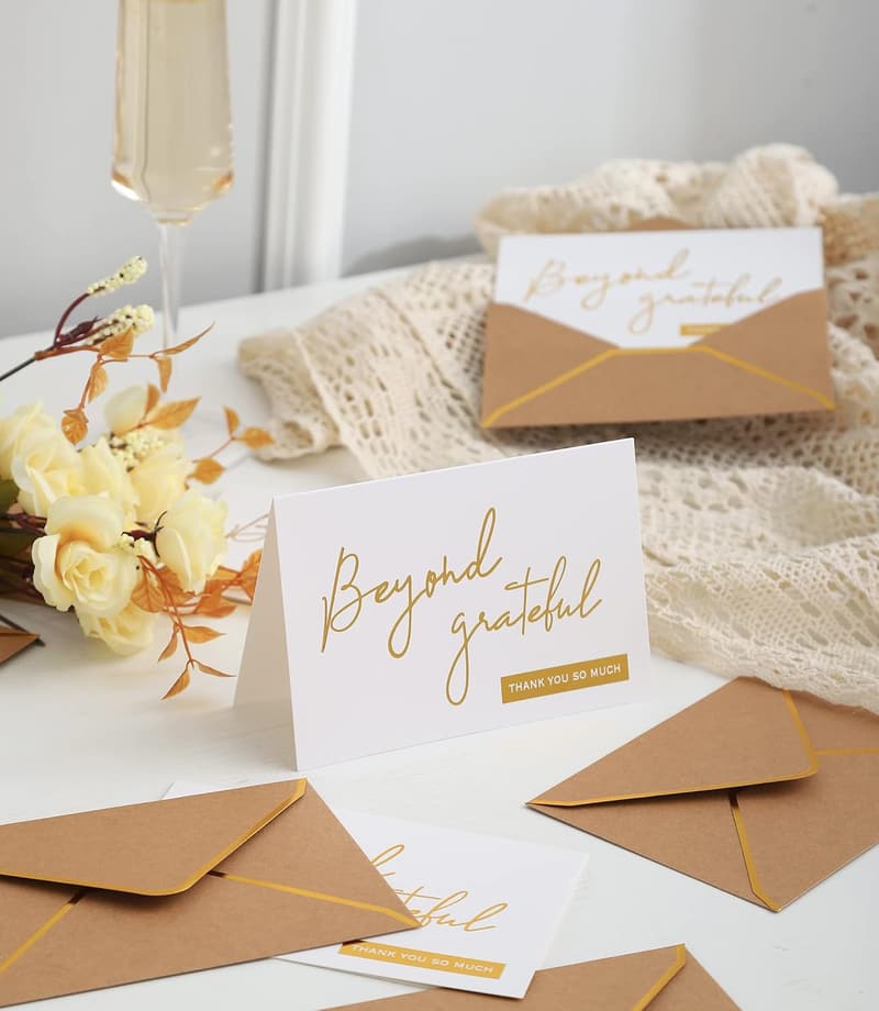 Thank You Cards with Gold Foil Letterpress - 36 Pack