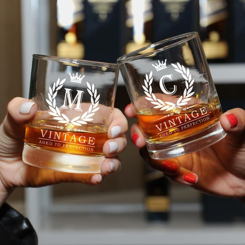 Personalized 11oz Whiskey Glass for Men - Engraved Birthday Gift