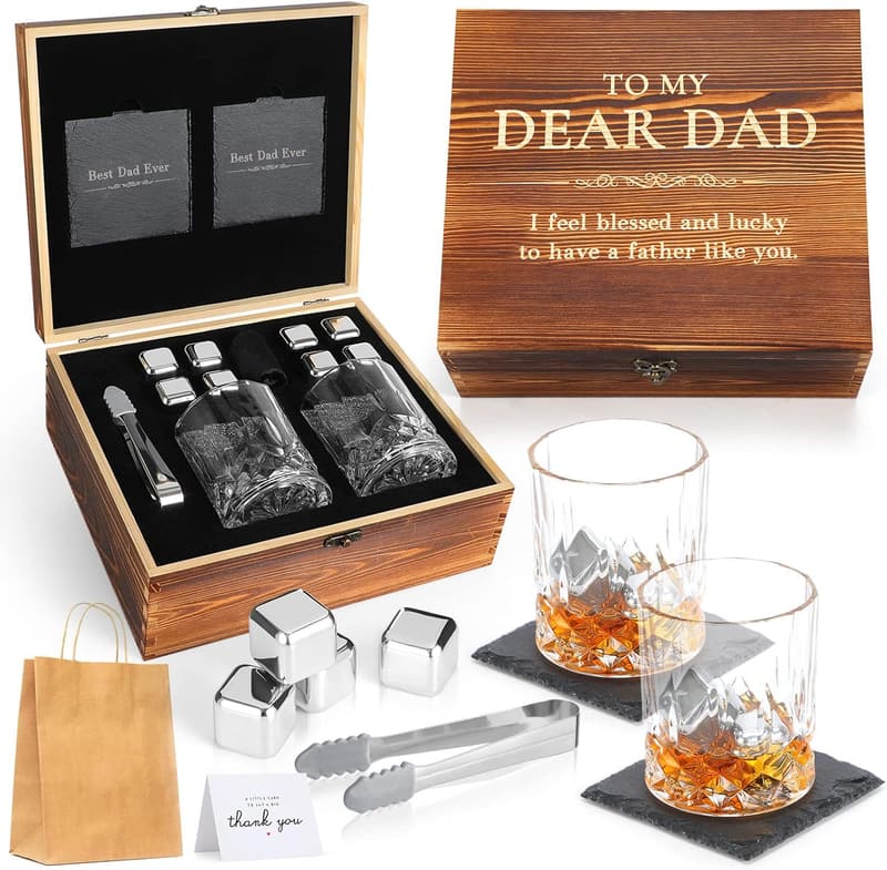 Father's Day Stainless Steel Bourbon Whiskey Stones Set