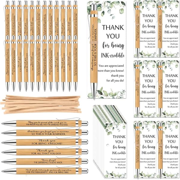 Employee Appreciation Gifts: Bamboo Pens with Inspirational Cards