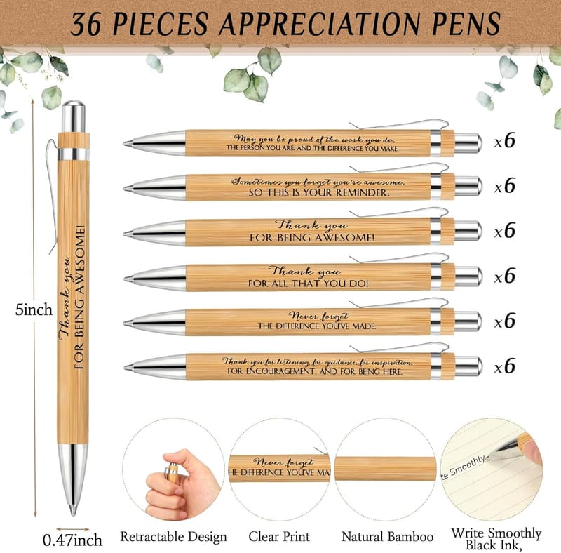 Employee Appreciation Gifts: Bamboo Pens with Inspirational Cards