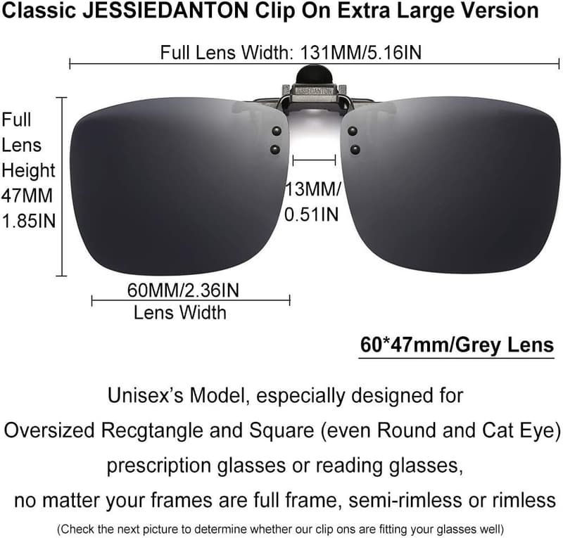 Clip-On Polarized Rimless Sunglasses for Prescription Glasses