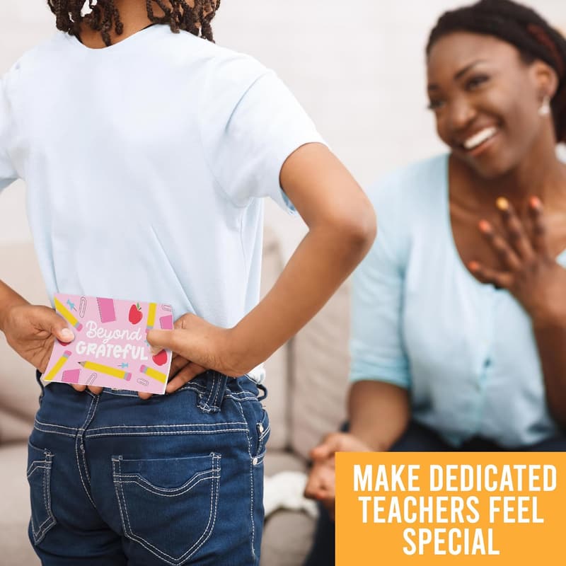 Teacher Appreciation Cards – 24 Assorted Thank You Notes with Envelopes