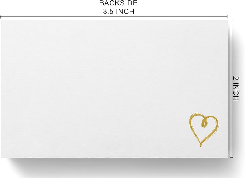 Bulk Gold Heart Thank You Cards - 100 Count, 3.5 x 2 Inch