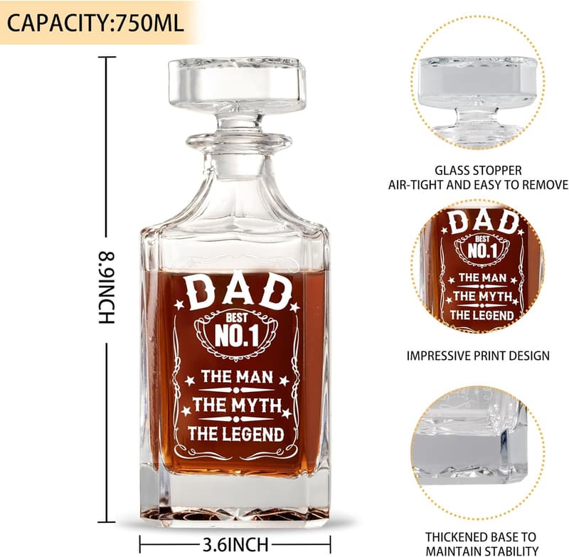 Fathers Day Exquisite Whiskey Decanter Set for Dad
