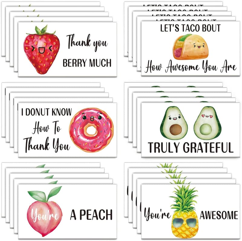 Employee Appreciation Thank You Cards - 210 Pcs Fruit Design