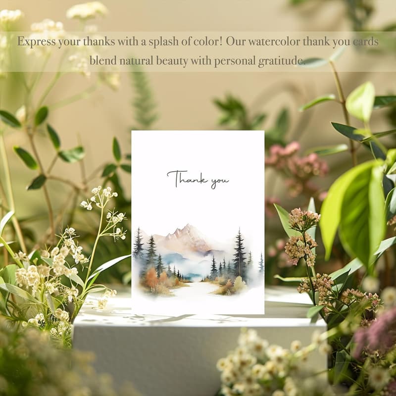 Watercolor Nature Thank You Cards - Set of 20 with Envelopes
