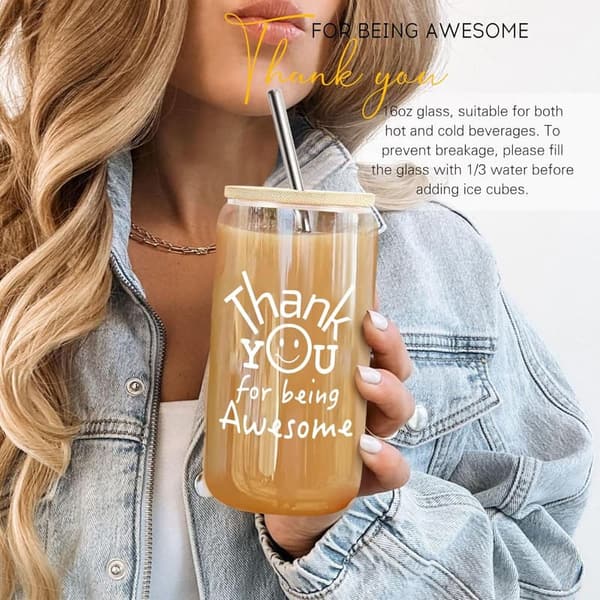 Thank You Gift Glass for Women – 16oz Appreciation Keepsake