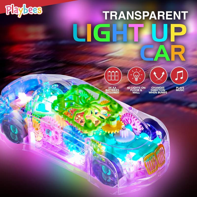 Light-Up Transparent Car Toy for Kids with Autism