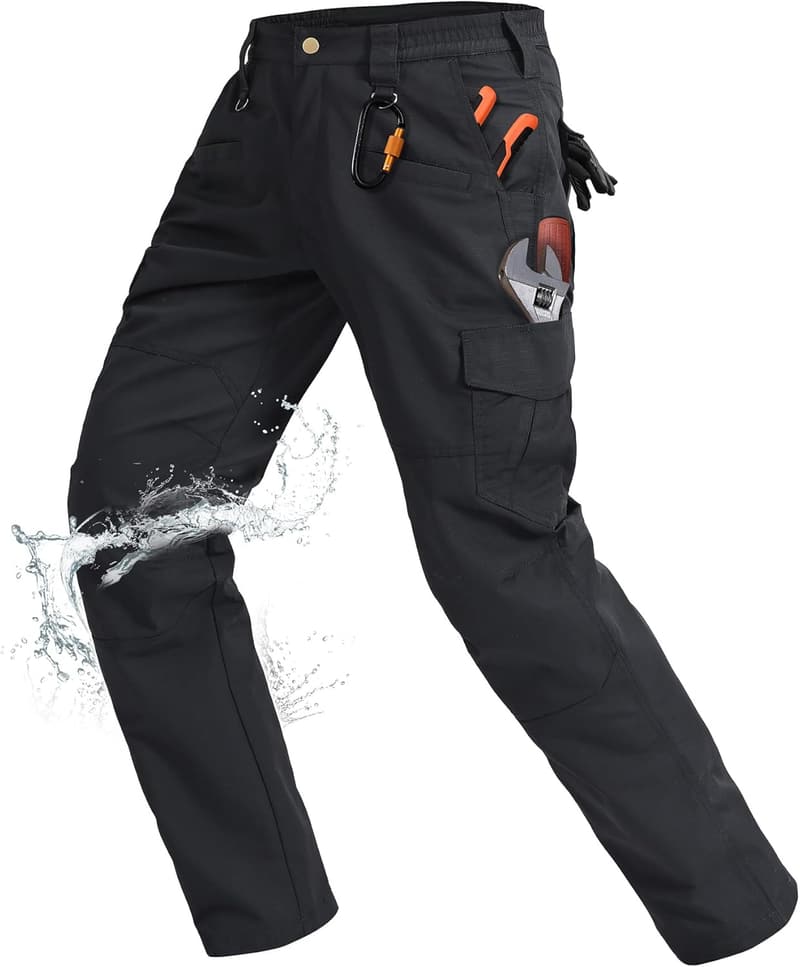Men's Tactical Cargo Pants with 9 Pockets - Water Resistant