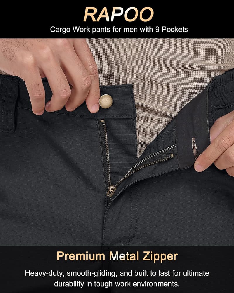 Men's Tactical Cargo Pants with 9 Pockets - Water Resistant