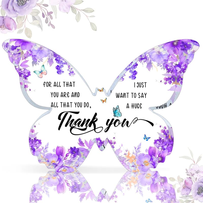 Purple Butterfly Thank You Plaque for Women Coworkers