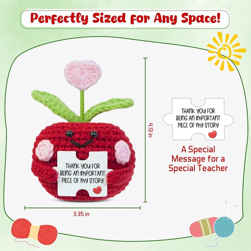 Teachers Day Mini Handmade Crochet Apple Gift for Women