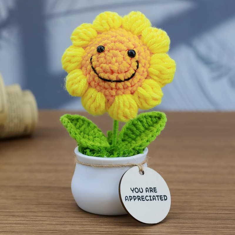 Handmade Crochet Flower Decor with Positive Affirmation for Birthdays
