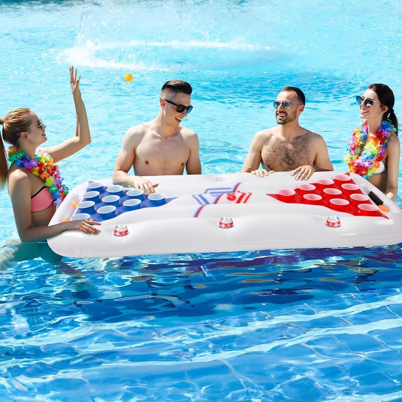 Inflatable Beer Pong Pool Float for Adults – 6FT with 20 Cups