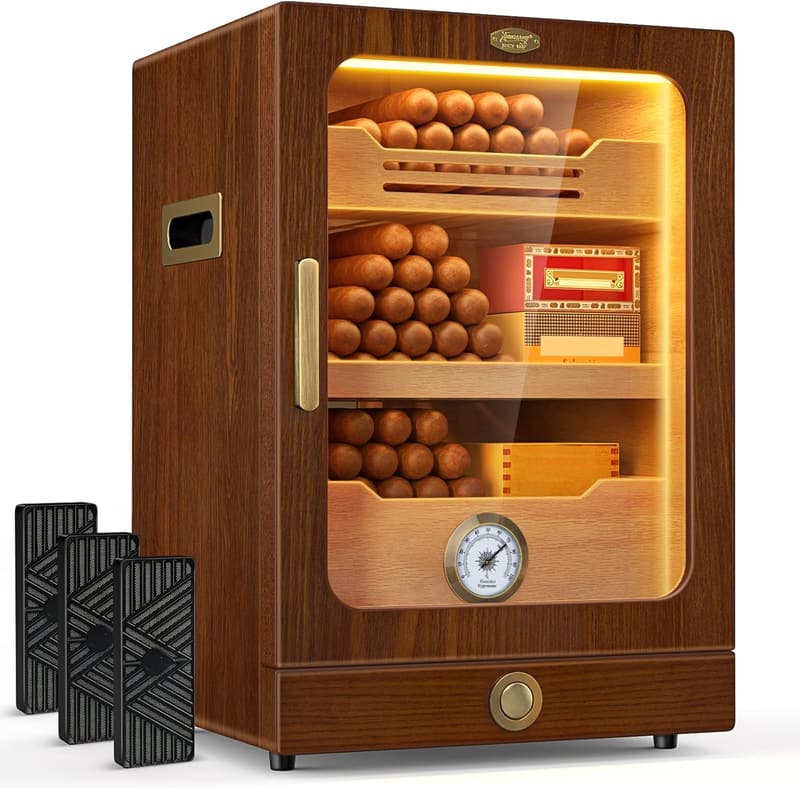 Father's Day Cigar Humidor with Cedar Shelves & Accessories