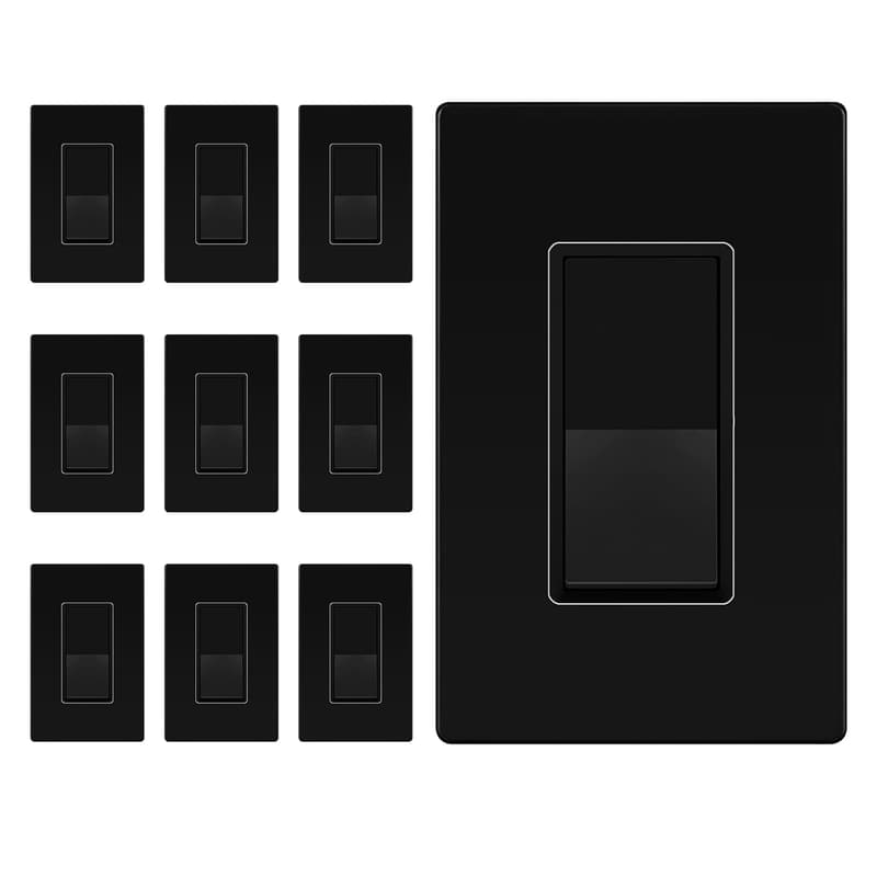 Matte Black Decorator Paddle Light Switch - 10 Pack