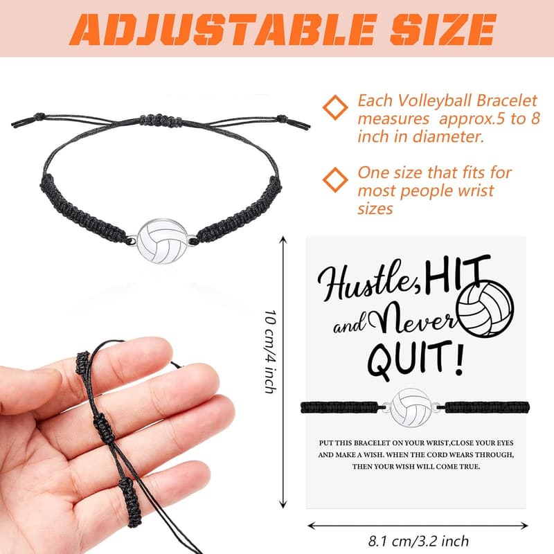 Volleyball Team Gifts: 12-Piece Adjustable Charm Bracelet