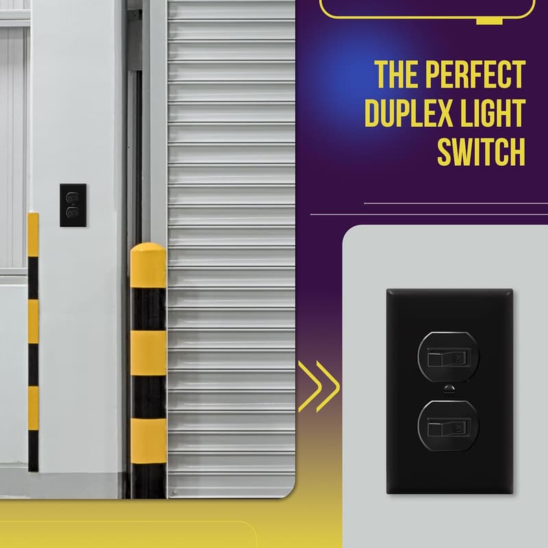Residential Grade Duplex Toggle Light Switch, 15A 120V, Black