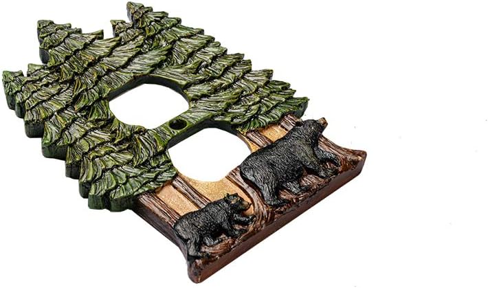 Black Bear Light Switch Cover - Pine Tree Design (Double)