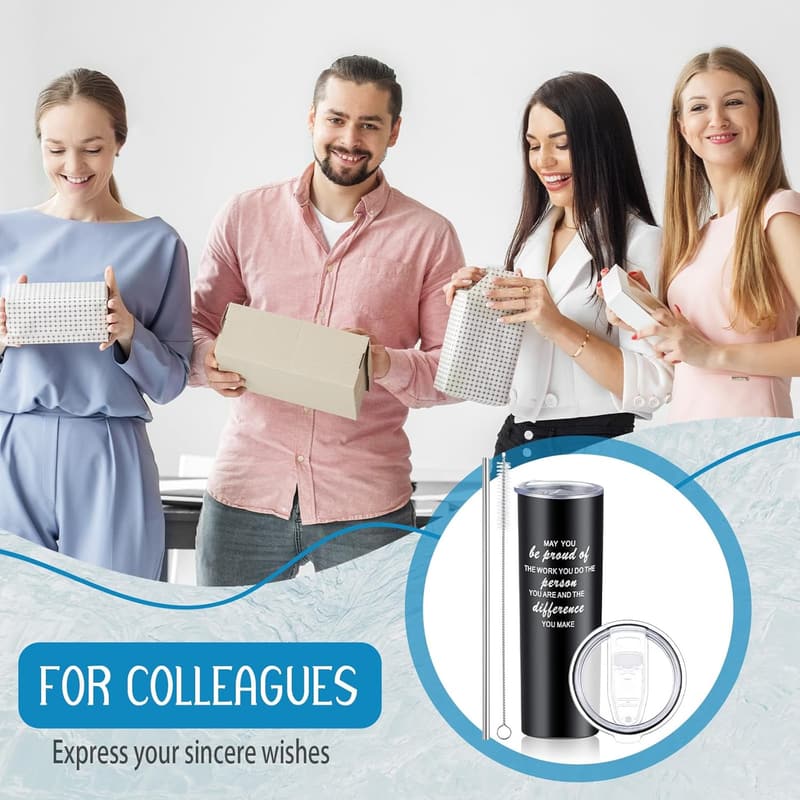 Inspirational Stainless Steel Travel Tumblers - 12 Set Gift for Employees