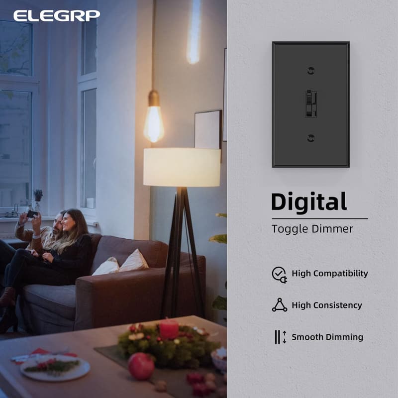LED Dimmer Switch for Dimmable Bulbs, Single Pole, Black