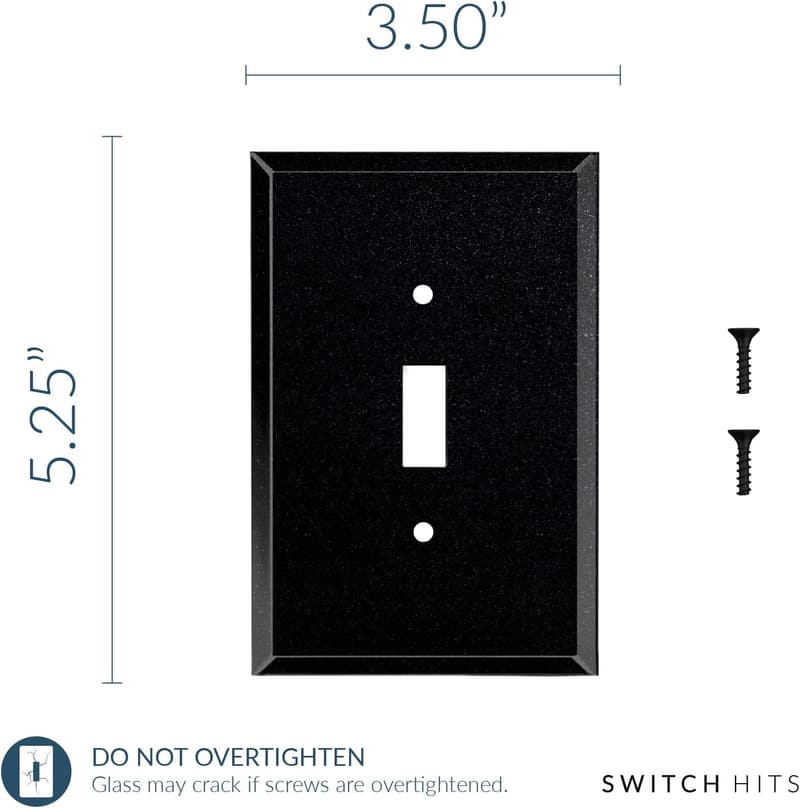 Black Glass Mirror Light Switch Cover Plate - Professional Quality